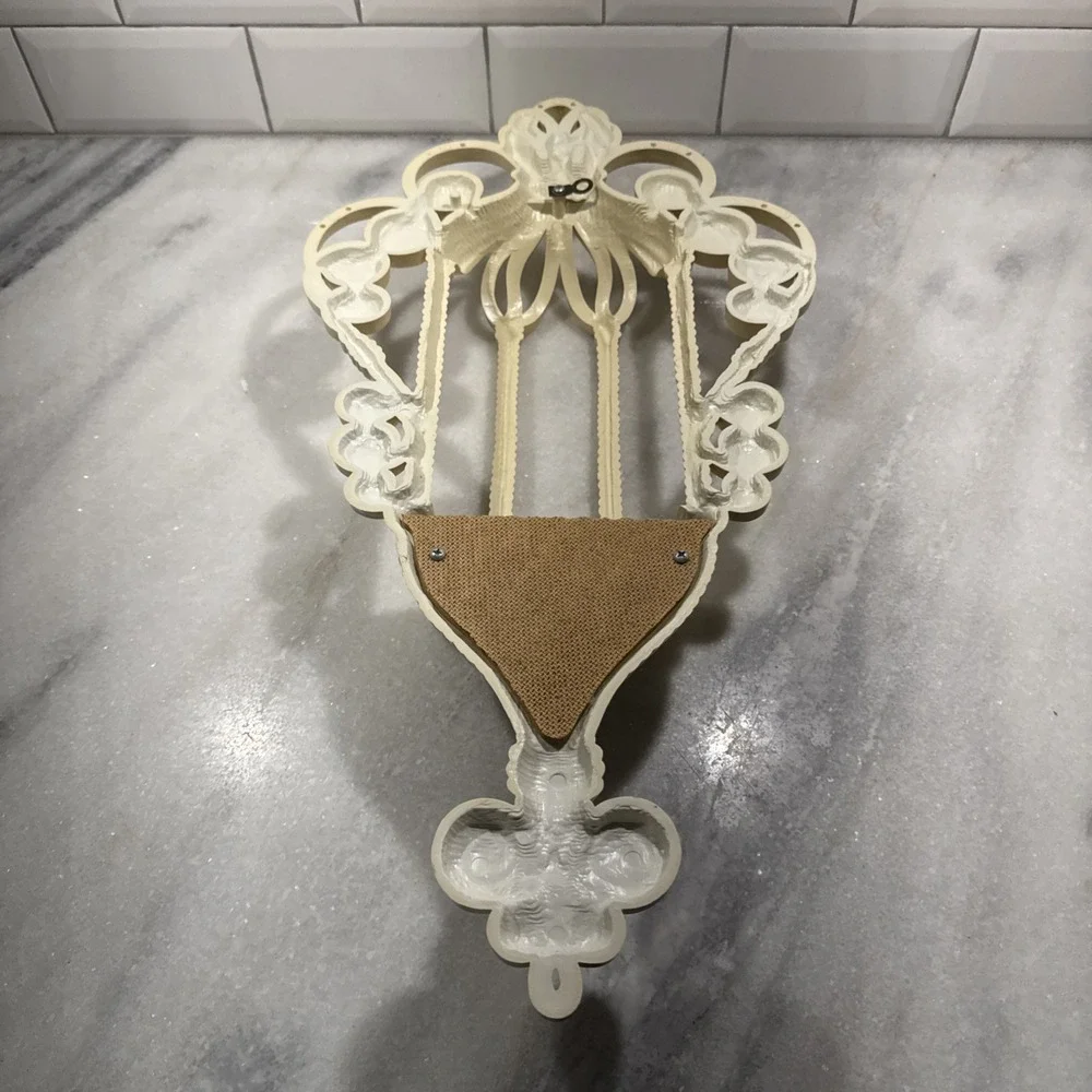 Vintage Burwood Products Cream Faux‎ Rattan Wall Pocket Planter Plaque Decor MCM